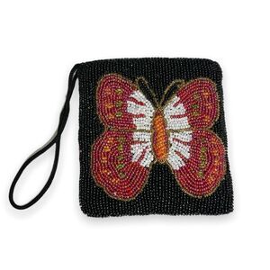 Beaded Butterfly Multicolor Square Coinpurse